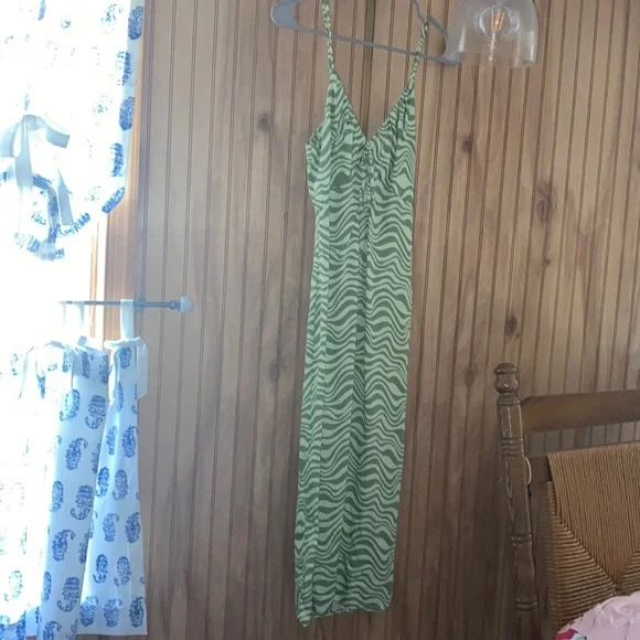 Target Green Wavy Print Maxi Dress